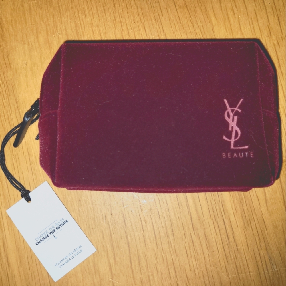 YSL Beaute Mini Cosmetics Case in Velvety Maroon